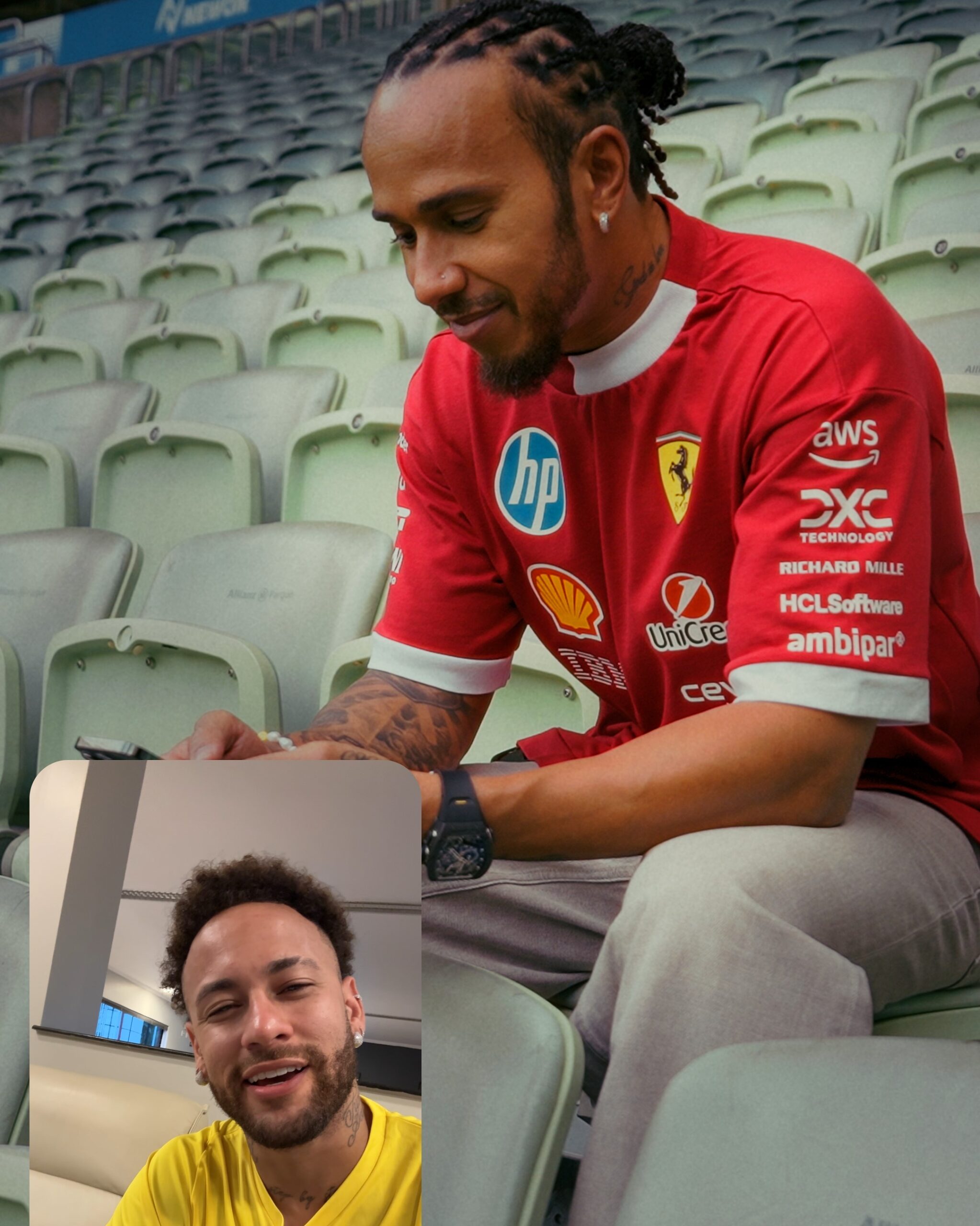 Neymar Presenta Hamilton com Chuteira Especial Antes do GP de São Paulo 2025