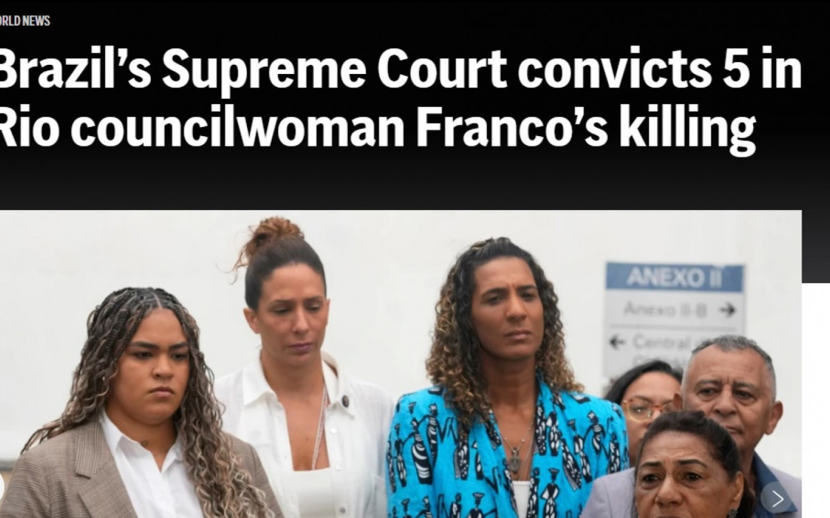 STF condena mandantes do assassinato de Marielle Franco e repercute mundialmente – imagem do artigo