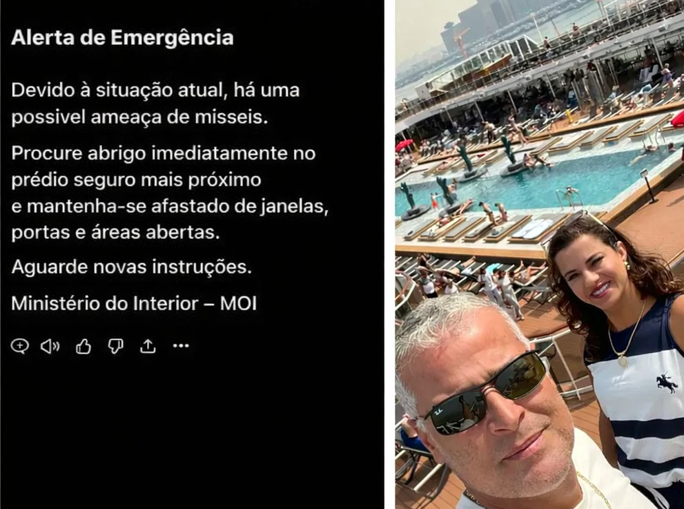 Brasileiro em cruzeiro relata alerta de mísseis durante tensão em Dubai – imagem do artigo