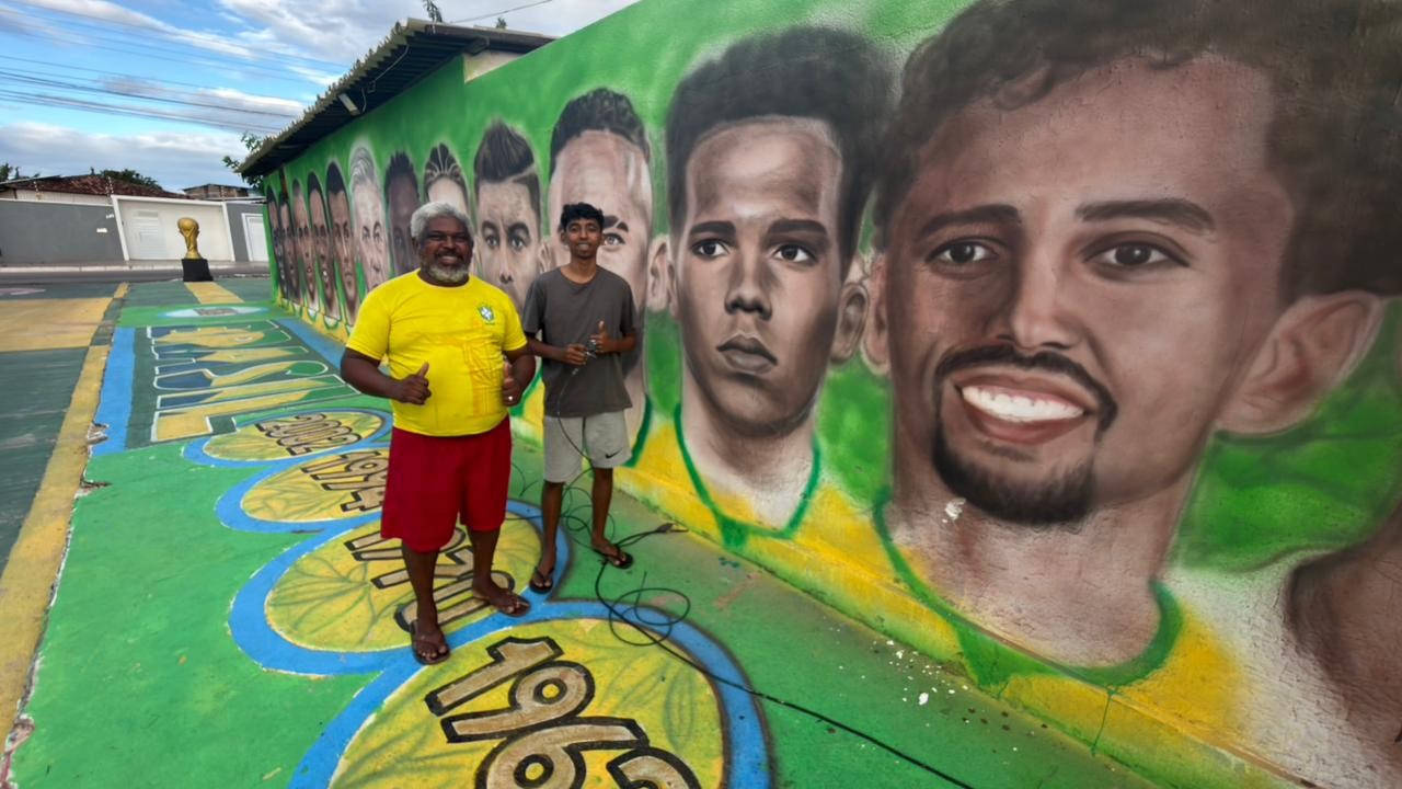 Rua da Copa renasce em Macaíba com arte que celebra lendas do futebol mundial