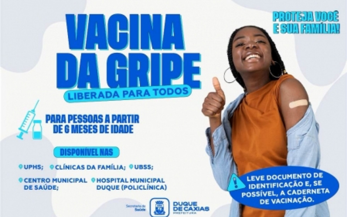 Duque de Caxias abre vacinação contra gripe para todas as idades a partir de 6 meses