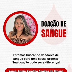 Campanha de doação de sangue mobiliza apoio para paciente com doença falciforme