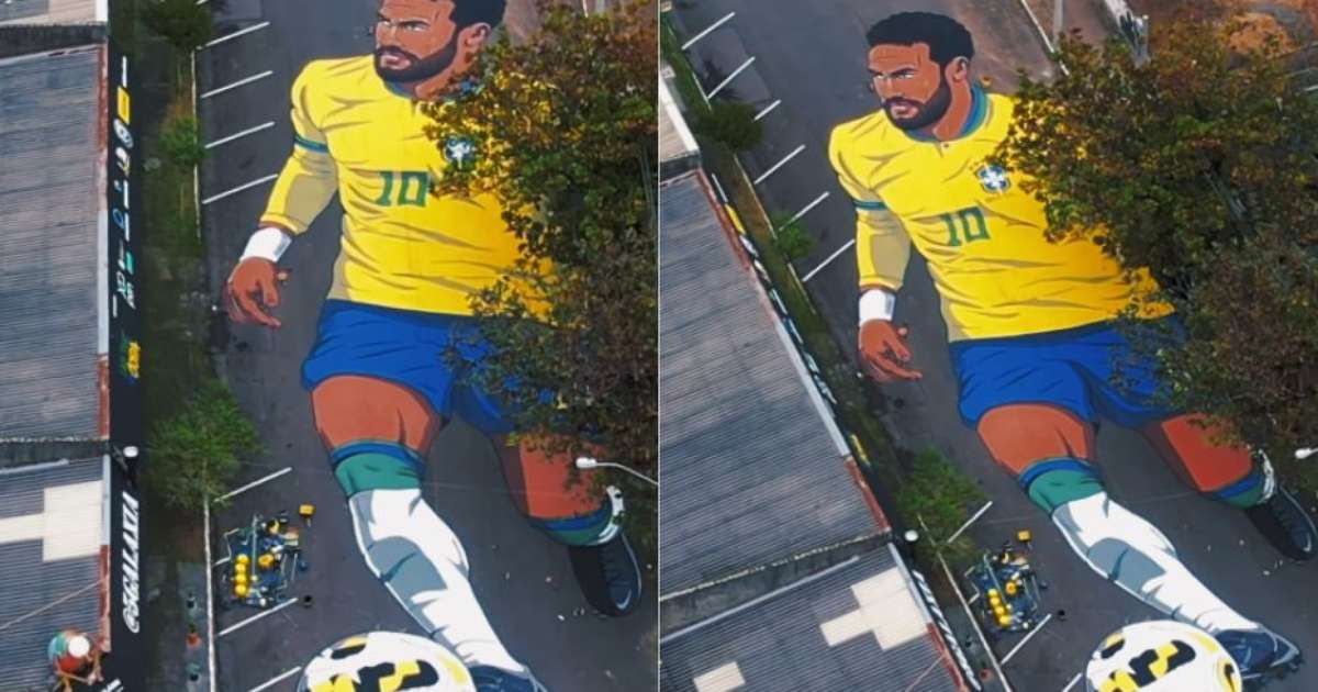 Neymar ganha homenagem gigante nas ruas de Novo Hamburgo antes da Copa do Mundo 2026