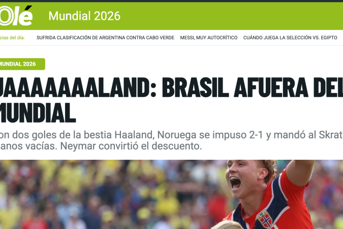 Brasil surpreende e é eliminado nas oitavas da Copa do Mundo 2026 pela Noruega – imagem do artigo