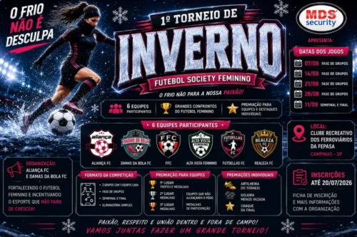 Campinas se prepara para o 1º Torneio de Inverno de Futebol Society Feminino em 2026