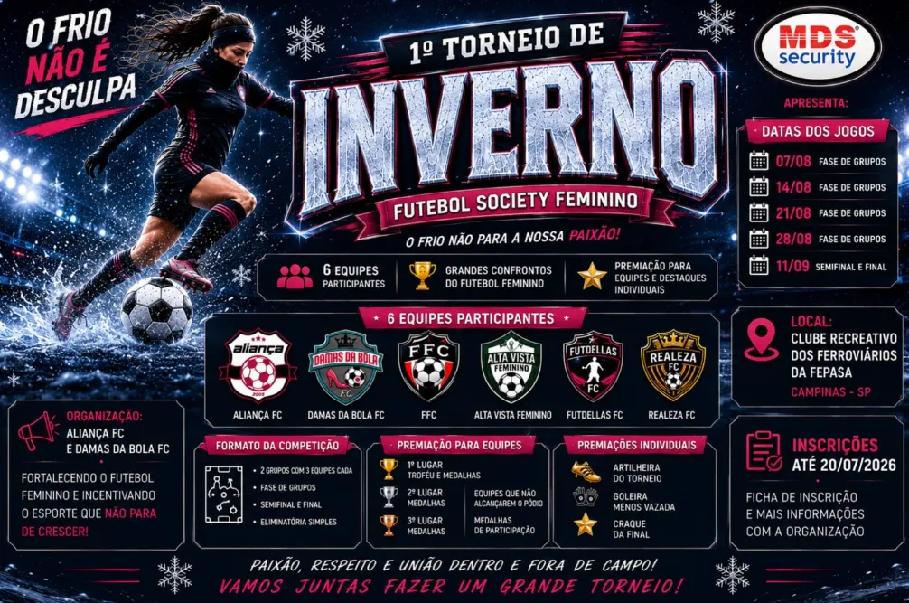 Campinas se prepara para o 1º Torneio de Inverno de Futebol Society Feminino em 2026 – imagem do artigo