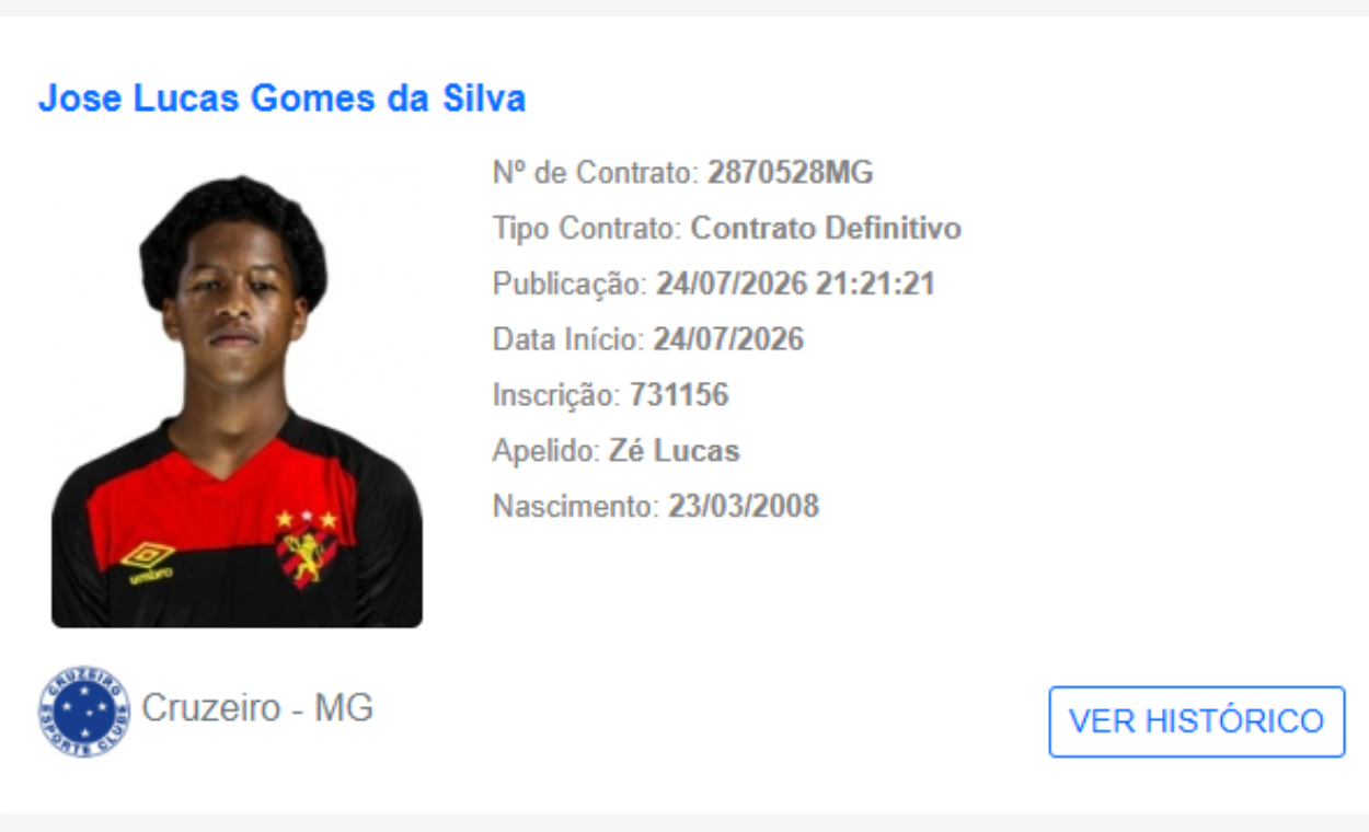 Zé Lucas é oficialmente registrado no Cruzeiro pelo BID da CBF
