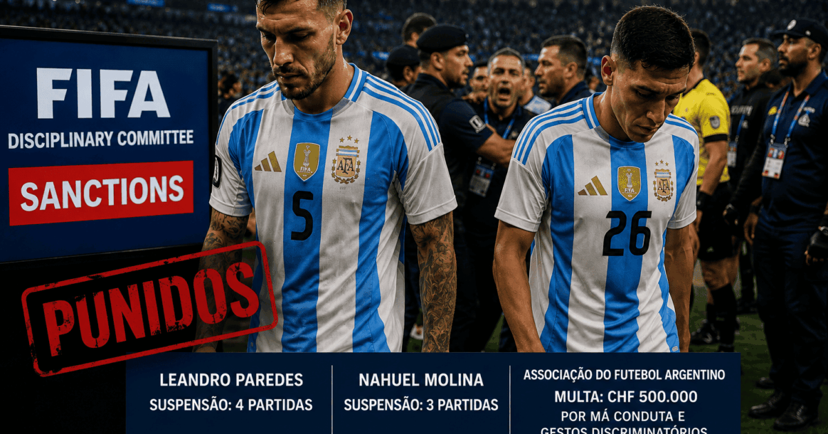 Fifa aplica punições rigorosas a jogadores argentinos após confusão na final da Copa do Mundo 2026