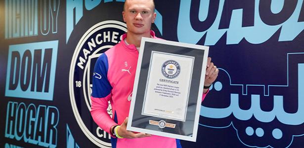 Erling Haaland conquista quatro recordes históricos e é reconhecido pelo Guinness