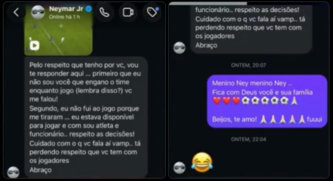 Neymar responde Vampeta após críticas e troca de mensagens polêmicas