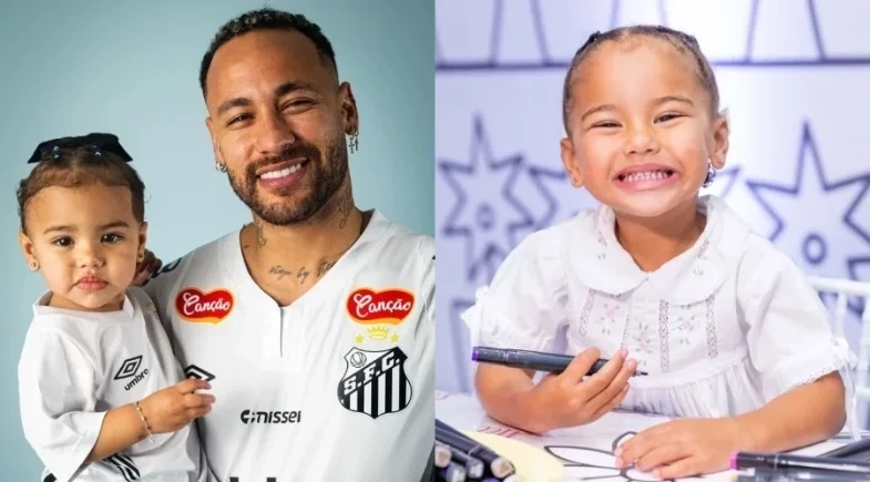 Mavie encanta torcedores em visita ao CT do Santos ao lado de Neymar