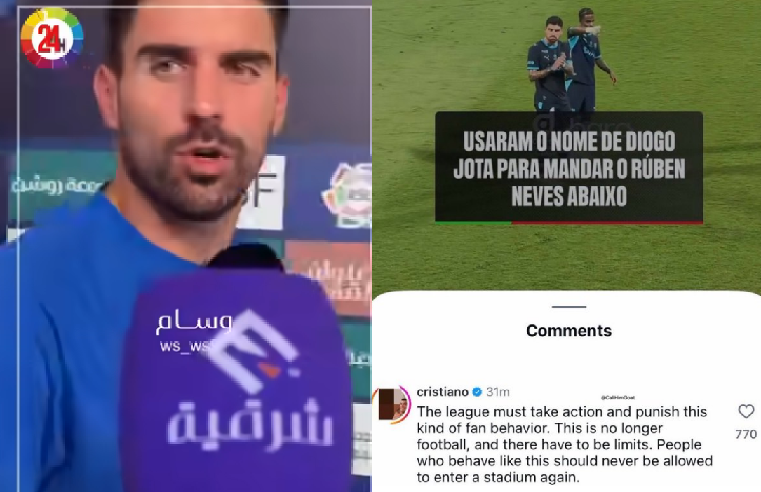 Cristiano Ronaldo cobra punição após provocações contra Rúben Neves na Arábia Saudita